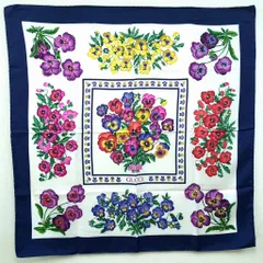 グッチ 100% シルク スカーフ 花柄 イタリア製