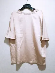 夏 半袖 Tシャツ サテンとコットン 前後ろ アシンメトリー Tシャツ 後ろボタン POINT カットソー ブラウス