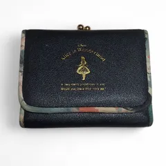 ディズニー 不思議の国のアリス 三つ折り ミニ財布 がま口　黒　ブラック　柄　可愛い　レディース