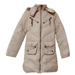 z1627 deux fois epice ドゥフォアエピセ ダウンコート　ベージュ　レディース　Mサイズ　ファー付き　オシャレ　入手困難　希少　フード取り外し可能