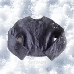 ライトブルー ニット ケーブル編み ニット 森女系 サワコ はぐみ ナード ニット 森 ニット