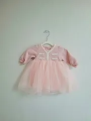 女の子 ベビードール ONE PIECE / 赤ちゃん ドレス ツイード チュールスカート シフォンスカート / チュチュ