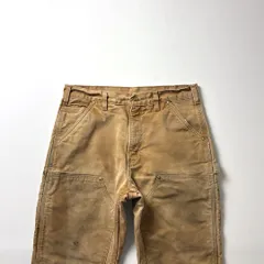 Carhartt カーハート ダブルニー ペインターパンツ ワークパンツ ダックパンツ W32 L30 ブラウン 茶色 ネルライナー 裏地フランネル 鬼フェード ヘビーウェイト ハンマーループ 90s USA古着