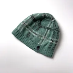 Carhartt カーハート ビーニー ニット帽 ワッチキャップ ターコイズ ブルー 青 チェック柄 刺繍ロゴ アクリル ニットキャップ 防寒 90s ストリート カジュアル USA古着