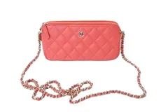 CHANEL シャネル 長財布 チェーンウォレット ココマーク 25番台 レッド キャビアスキン シルバー金具 美品 中古 62827