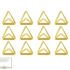 新品 メモクリップ ホルダー スタンド 12枚セット 写真 立て 可愛い おしゃれ カード 金属三角クリップ 名刺 便箋 文具 事務 結婚式パーティー用メタルメモホルダー誕生日 （金色です）