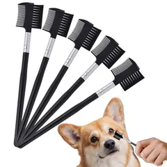 新品 犬 コーム犬 目やに取りコーム 持ち運び犬 ブラシ 猫 くし コーム 顔まわり5本セット両面ペットブラシ 猫ブラシ 犬の涙汚れ除去 目ヤニクリーナー イージーフェイシャルコーム 犬 アイブラシセット グルーミングセット（黒）