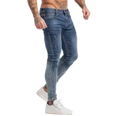 [GINGTTO] スキニージーンズ メンズ ストレッチ ジーンズ スリム 細身 伸縮 青 インディゴ 1