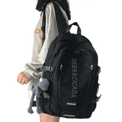 [HeiDiga] リュック レディース 通学 リュックサック 韓国 大容量 リュック 高校生 女子 人気 軽量 可愛い タウンリュック バックパック アウトドア スクール 女性 シンプル 通勤 旅行 防水 おしゃれ  Black