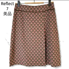 美品　【Reflect】 日本製　刺繍　ひざ丈スカート　7 秋冬　茶系　エレガント　通勤　リフレクト　MA-227