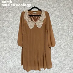earth music&ecology ベージュ レース襟 長袖ワンピース Fサイズ