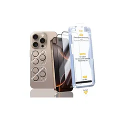 【 画期的なガイド枠・０失敗】 対応 iPhone 16 proガラスフィルム 【2枚液晶保護+2枚レンズ保護+ガイド枠】アイフォン16 pro フイルム 【 国産旭硝子素材 - 高 品質】 強化ガラス いphone16 pro 保護フィルム 貼り付け簡単 耐