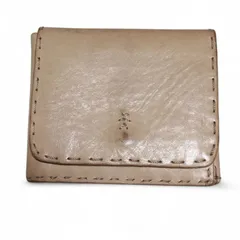 レザー　二つ折り財布　個性的デザイン　ユニセックス　ベージュ　ゴールド