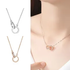 ネックレス レディース ダブルリング アレルギー対応 シルバー ピンクゴールド ポイント消化 アクセサリー ジュエリー 上品 大人 可愛い