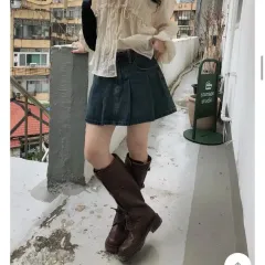 VINVLE 웰라 デニム プリーツスカート+ベルトSET