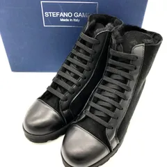 【新品未使用】定4.4万 STEFANO GAMBA  ムートンブーツ イタリア製 ブラック 黒 35(22cm)