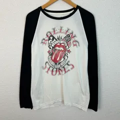 The Rolling Stones ローリングストーンズ 長袖 Tシャツ ラグラン ロンT ロゴプリント ホワイト Lサイズ メンズ 古着 ロック ストリート