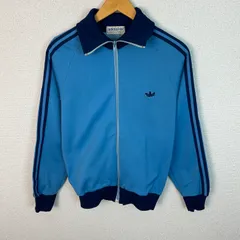 80s adidas アディダス トラックジャケット ジャージ ロゴ刺繍 ライトブルー FREE SIZE メンズ 古着 スポーツMIX ストリート