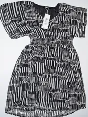 【新品未使用タグ付】ベルメゾン レディース◆ワンピース ブラック×ホワイト Sサイズ ミニ丈