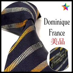 美品✨ ドミニクフランス  ネクタイ  ストライプ  ネイビー  紺