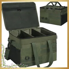 【迅速発送】AKOZLIN キャンプ 収納ボックス ソフトコンテナ ツールボックス コンテナボックス 仕切り板付 アウトドア キャンプバッグ キャンプ道具収納 大容量 防水 折りたたみ可能 40×30×25cm グリーン