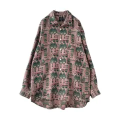 old　デザインシャツ　総柄　80ｓ　90ｓ　レトロ　個性的　オープンカラー