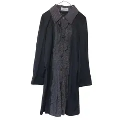 z1627 【美品】courregesクレージュ　ドッキングワンピース　シャツ　ドット　黒　ブラック　レディース　38 長袖　ストレッチ　オシャレ