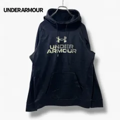 UNDER ARMOUR デカロゴ フーディ 黒 ゆるめサイズ 日本L相当 CBOYコーデ向け スポーツミックス 大人ストリート パーカー 海外古着