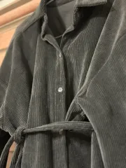 コーデュロイ チャコール アシンメトリー ラブ シャツ