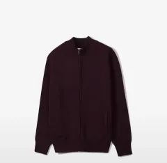 ノーティグ ニットジップアップ ワイン