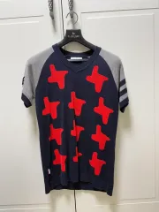 L エレガンス スポーツ ネイビー レッド パータン ニニット