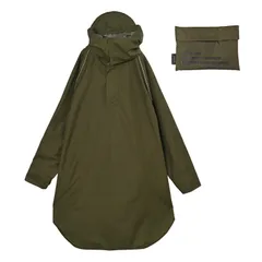 [キウ] ビジブルバイシクルレインポンチョ VISIBLE BICYCLE RAIN PONCHO 防水 撥水 はっ水 耐水 雨対策 台風 梅雨 レインコート スリーブポンチョ アノラック 雨具 袖付き 収納袋 ポケット おしゃれ かっこい [グリッドカーキ]