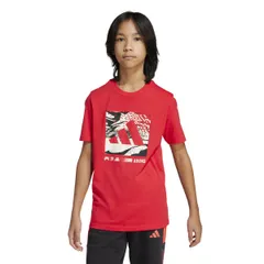[アディダス] 半袖 キッズ カモ ロゴ グラフィック Tシャツ KRU69 ピュアルビー (JD4641) J130 [ピュアルビー (JD4641)] [130]
