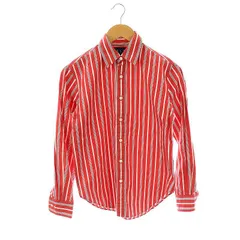 ラルフローレン RALPH LAUREN ストライプ 長袖 シャツ スタンドカラー 9 赤 レッド 白 ホワイト /AT ■OS