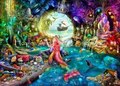 Aimee Stewart クロスステッチ 図案 刺しゅう チャート 【 Supersized A Mermaids Treasure Max Colors 】 Heaven And Earth Designs 上級者 HAED マーメイド 人魚 海 風景