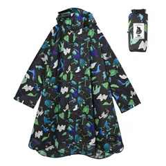 [キウ] スタンダードレインポンチョ 2ND STANDARD RAIN PONCHO - 2ND 防水 撥水 はっ水 耐水 豪雨対応 雨対策 大雨 台風 梅雨 レインコート スリーブポンチョ 雨具 雨ガッパ 雨合羽 袖付き 収納袋 ポケッ [UMAブラック]