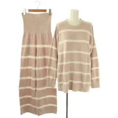 ジェラートピケ gelato pique ホットスムーズィーボーダープルオーバー パンツ セットアップ ルームウェア ニット F スモークピンク ホワイト /ES ■OS