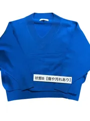 ルシェルブルー LE CIEL BLEU ウールカシミヤ Vネックニット 36 ブルー サイドリボン デザインニット