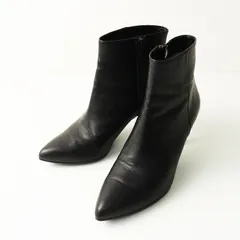 Odette e Odile オデットエオディール レザーヒールブーティ 22.5cm ブラック┃ポインテッドトゥ【2400014725759】