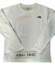 【美品】ザ・ノースフェイス THE NORTH FACE ロンT S ロングスリーブ ロゴ ホワイト 長袖 スリーブプリント