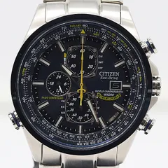 保/箱付 稼働 良品 シチズン エコドライブ クロノ H800-S081157 電波ソーラー ブルー文字盤 メンズ腕時計 2000000 11NBG ABC17373 SMZ