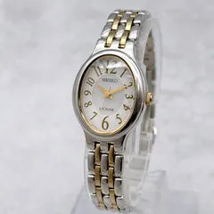 稼働 SEIKO セイコー EXCELINE レディース 腕時計 V111-0BD0 オーバル シルバー ゴールド コンビ クォーツ 85