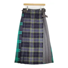 O'NEIL OF DUBLIN キルトスカート ラップスカート マキシ丈 マルチコンビ 定価39600円 ネイビー グリーン レディース オニールオブダブリン【中古】5-1123T♪