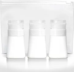 【即日発送】リンス シャンプー 柔らかいシリコン製 ボディーソープ 専用ポーチ付き 3個セット【 × 化粧品 60ml 詰め替えボトル 簡単 】台形ホワイト トラベルボトル Z1 SAMURAI