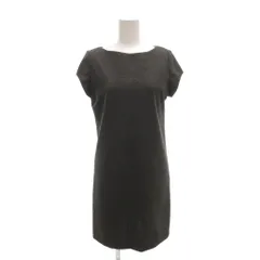 ユニクロ UNIQLO タグ付き ポンチワンピース 半袖 S ひざ丈 クルーネック ダークグレー 291-134624 /AE