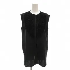 テチチ Te chichi 美品 シャツ ブラウス F クルーネック ノースリーブ フリル 黒 ブラック /AE