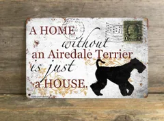 【Airedale Terrier/エアデール・テリア 】 メタルプレート メッセージ 犬 雑貨 グッズ アート ポスター おしゃれ インテリア 壁飾り アンティーク風 4