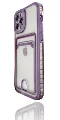 【新着商品】iPhone16plus 用 ケース 6.7インチ アイフォン16 パープル プラス ケース カバー ポケット付き カード収納 メタリックカラー キラキラ Platina】 かわいい かっこいい クリア バイカラー スマホケース TPU 【Japa