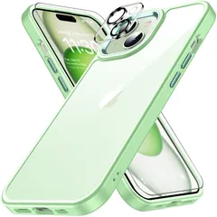 【人気商品】カバー SGS認証 ワイヤレス充電対応 透明 黄ばみ防止 スマホケース アイホン15 耐久性 6.1インチ 米軍MIL規格 アイフォン15ケース カメラレンズ保護付き 耐衝撃 XIWXI グリーン ケース iphone15