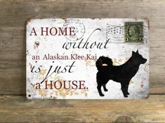 【Alaskan Klee Kai/アラスカン・クリー・カイ】 メタルプレート メッセージ 犬 雑貨 グッズ アート ポスター おしゃれ インテリア 壁飾り アンティーク風 8